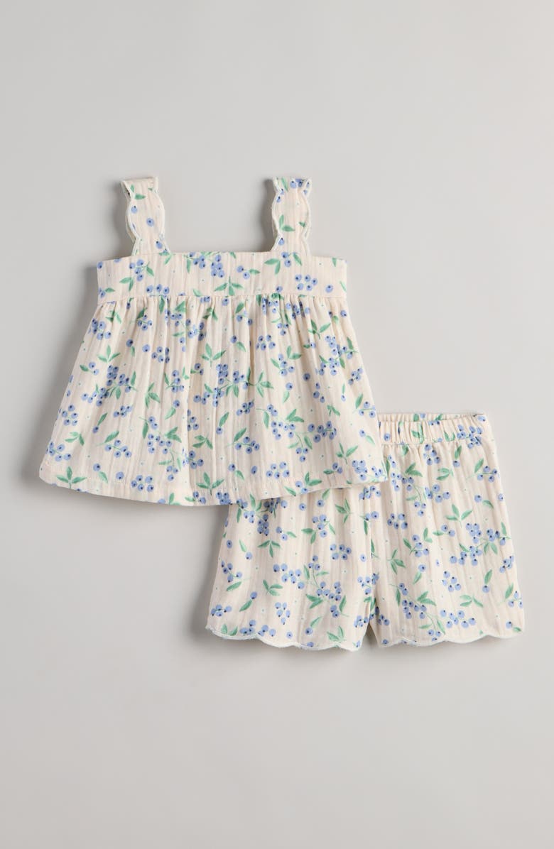 Nordstrom Cotton Mixed Print Top & Shorts Set, Main, color, Pink Heaven Blueberry Floral