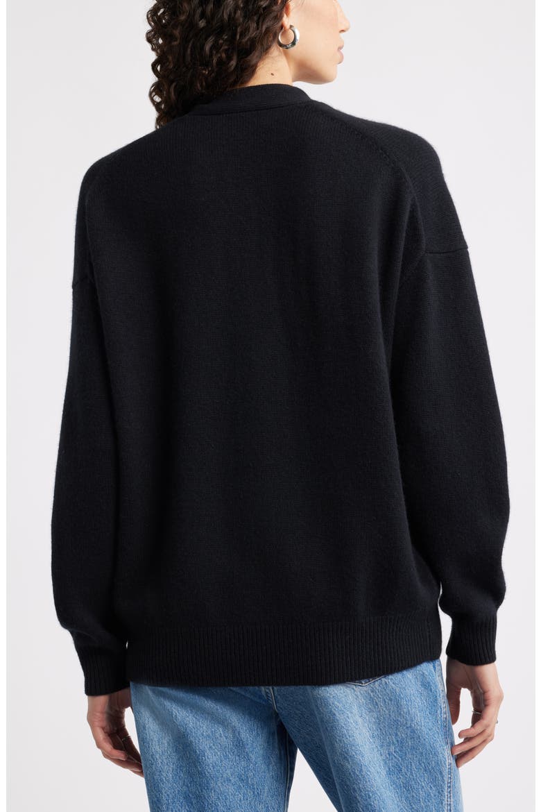 V-Neck Wool & Cashmere Cardigan, Alternate, color, BLACK ROCK
