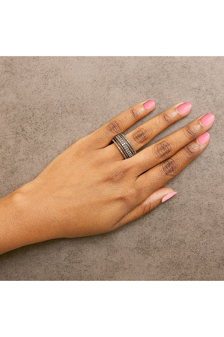 10K Yellow Gold Plated Sterling Silver 1.00 Cttw Champagne Diamond Multi Layer Band Ring, Alternate, color, Yellow Gold over Silver