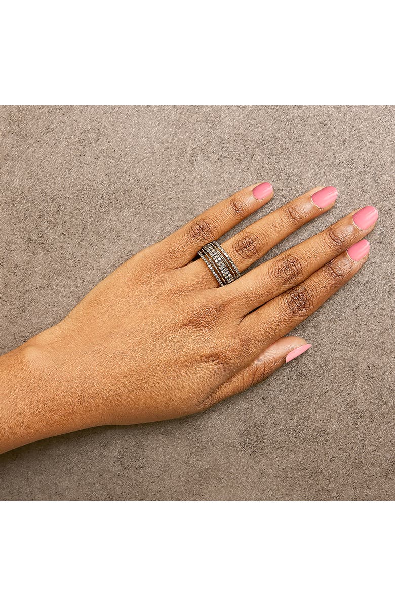 Haus of Brilliance 10K Yellow Gold Plated Sterling Silver 1.00 Cttw Champagne Diamond Multi Layer Band Ring, Alternate, color, Yellow Gold Over Silver
