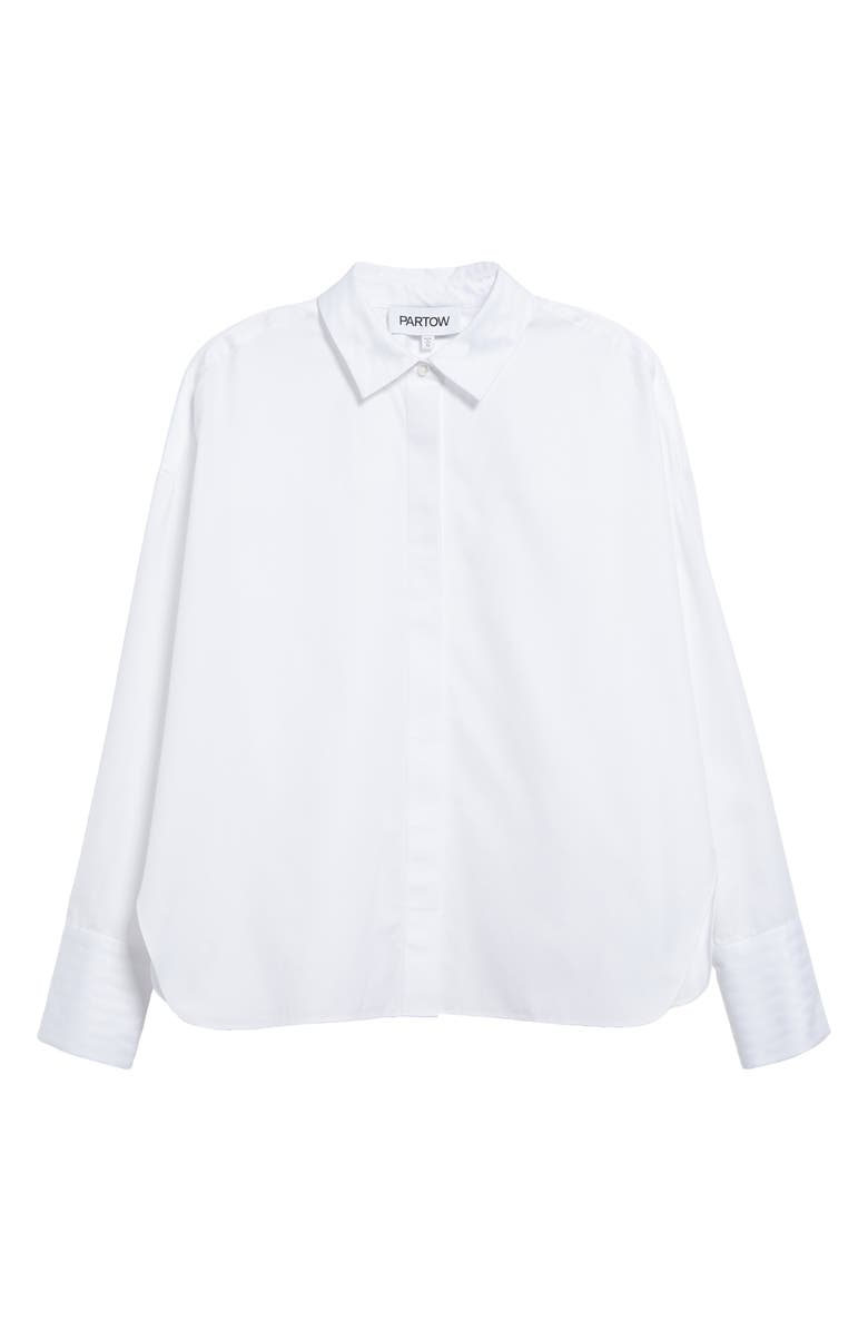 PARTOW Theo Jacquard Stripe Cotton Button-Up Shirt, Alternate, color, White