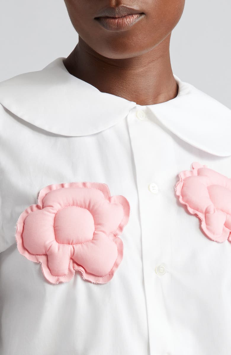 Comme des Garçons Girl Floral Appliqué Cotton Broadcloth Button-Up Shirt, Alternate, color, 