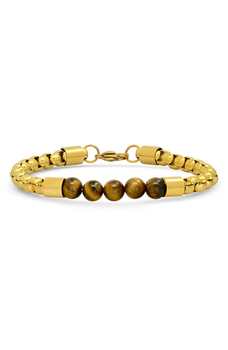 STEELTIME Circle Linked Stone Bracelet, Main, color, Yellow-Brown