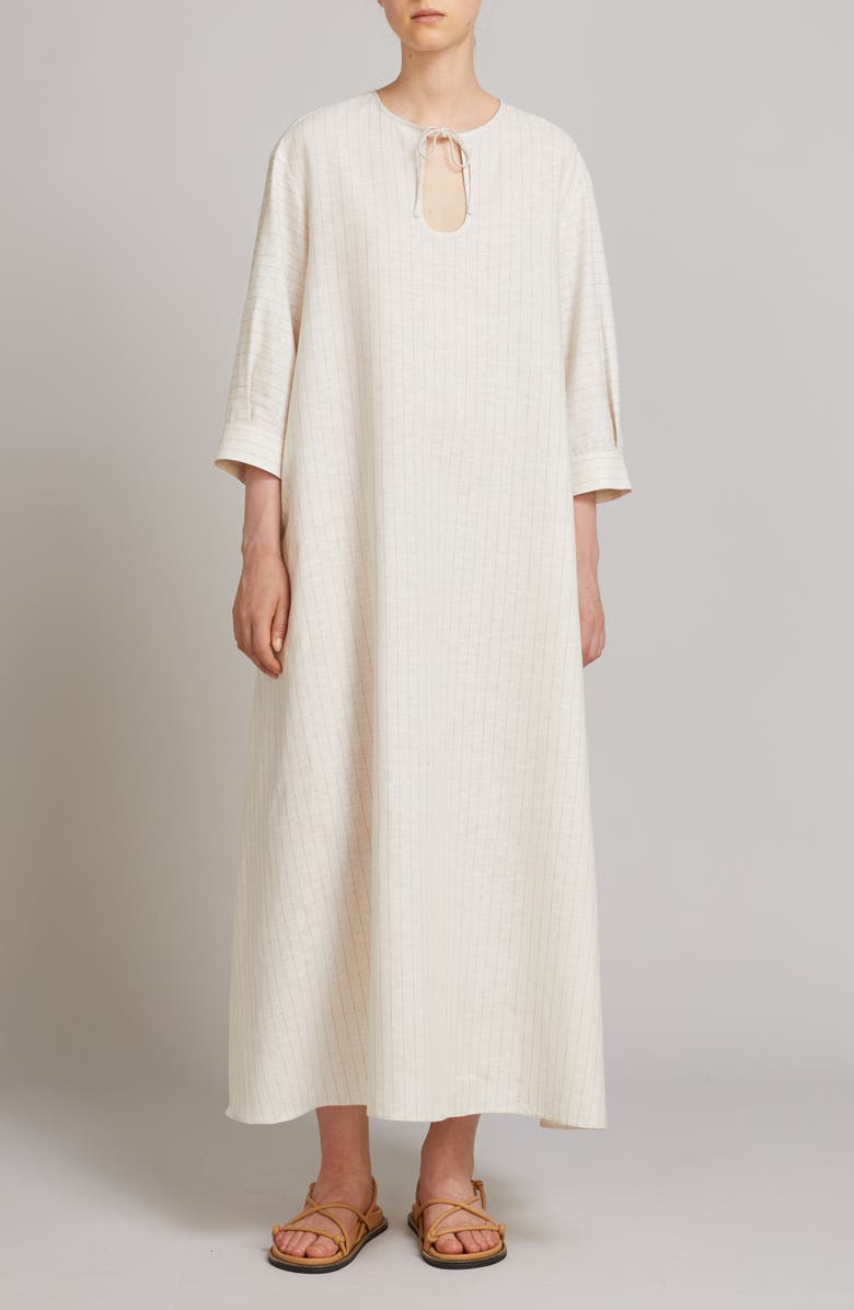 MM by Max Mara Memo Stripe Linen & Cotton Canvas A-Line Dress, Main, color, 
