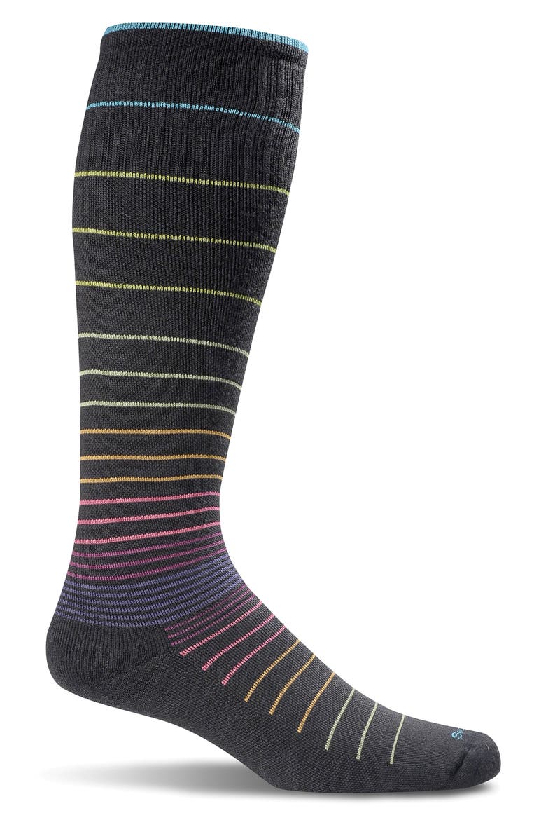 Circulator Compression Socks, Alternate, color, BLACK STRIPE