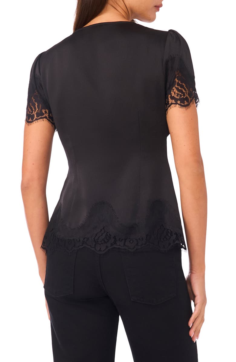 Vince Camuto Lace Satin Top, Alternate, color, Rich Black