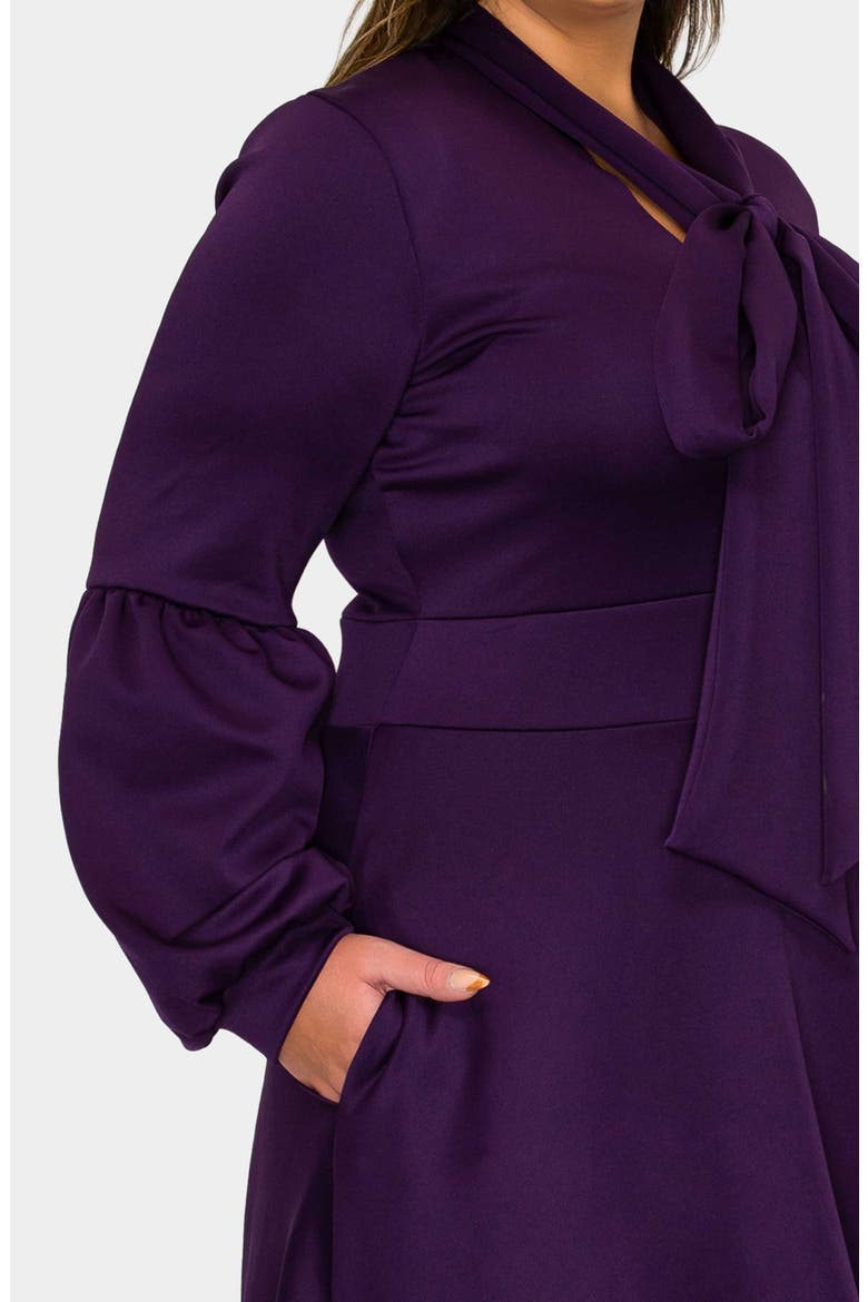 Bekah Long Sleeve Fit & Flare Dress, Alternate, color, DARK EGGPLANT