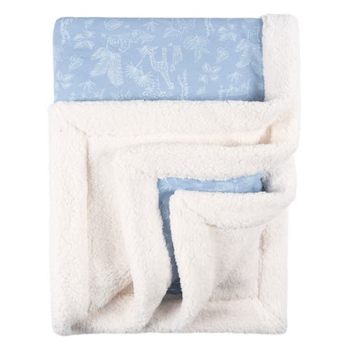 Just Born Plush Blanket With Fleece Trim In White