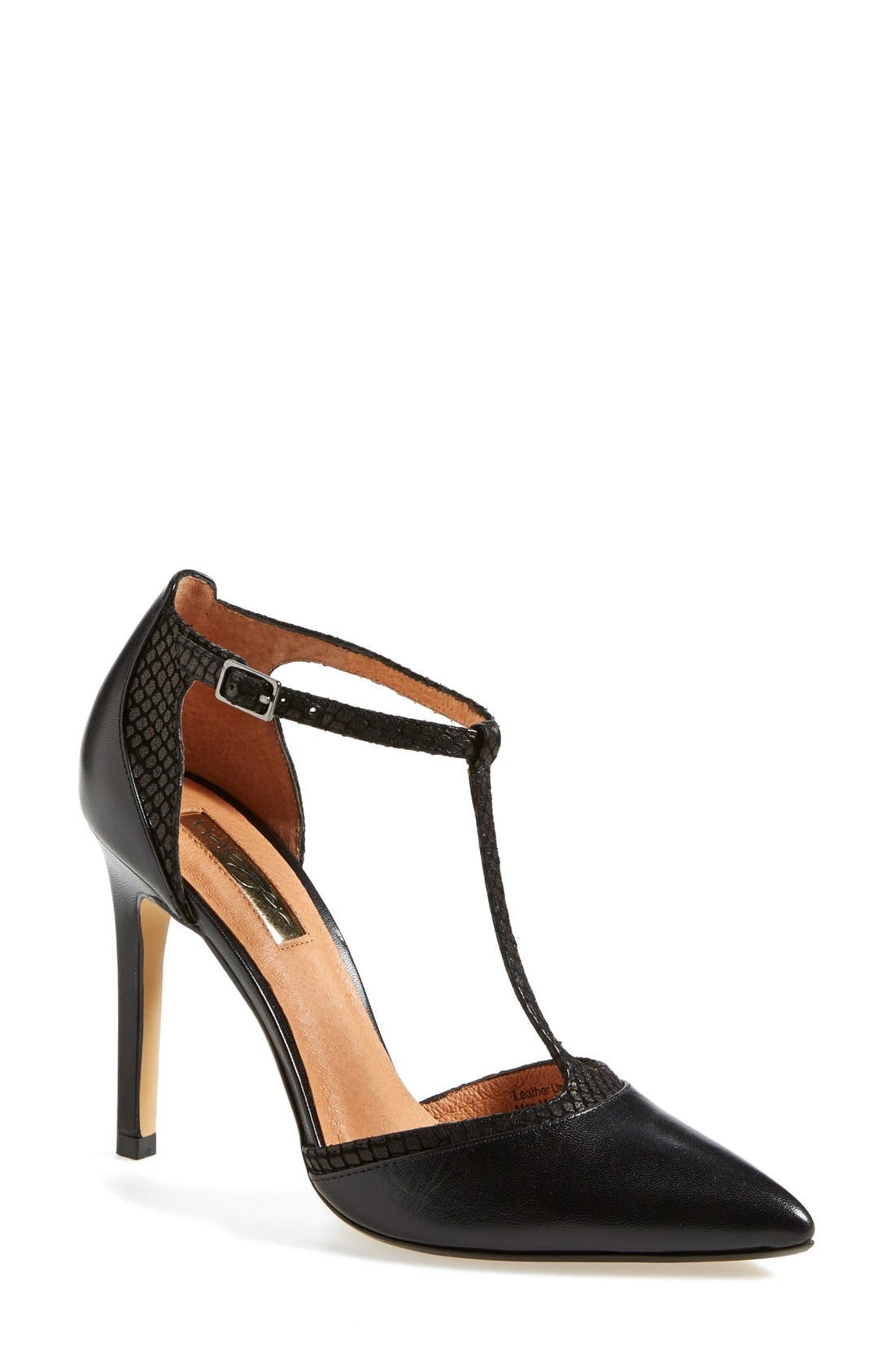 Halogen 'Melissa' T-Strap Pump, Main, color, BLACK/ SNAKE PRINT