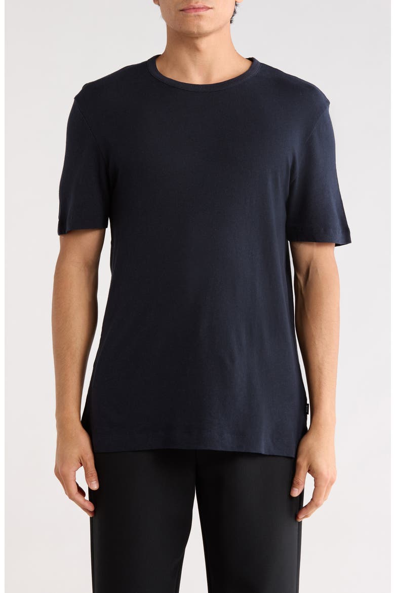 Taut Cotton & Linen Blend Knit T-Shirt, Main, color, DARK BLUE