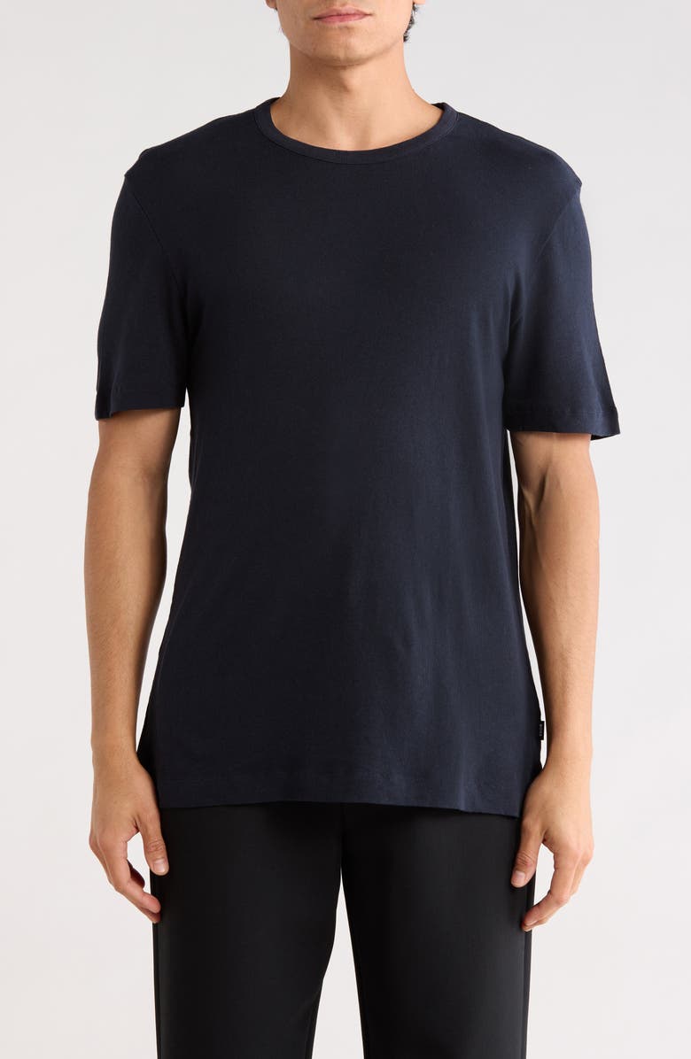BOSS Taut Cotton & Linen Blend Knit T-Shirt, Main, color, Dark Blue