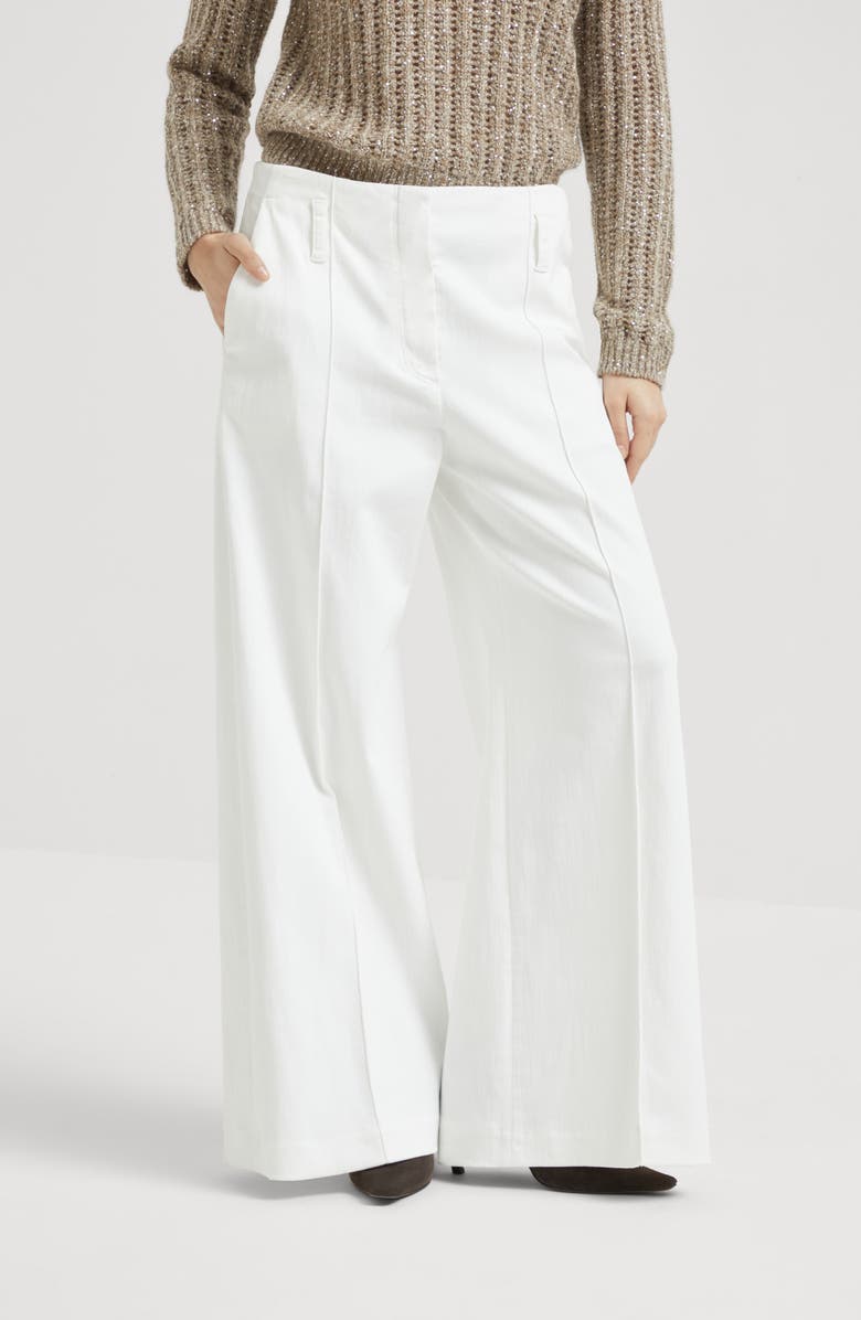 Brunello Cucinelli Flared sartorial trousers, Alternate, color, Ivory