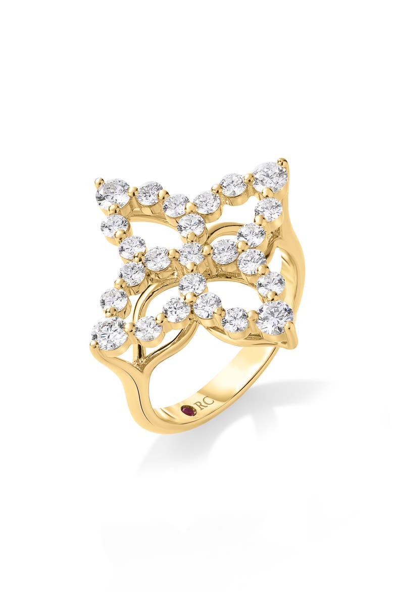 Tapered Princess Flower Diamond Ring, Main, color, YELLOW