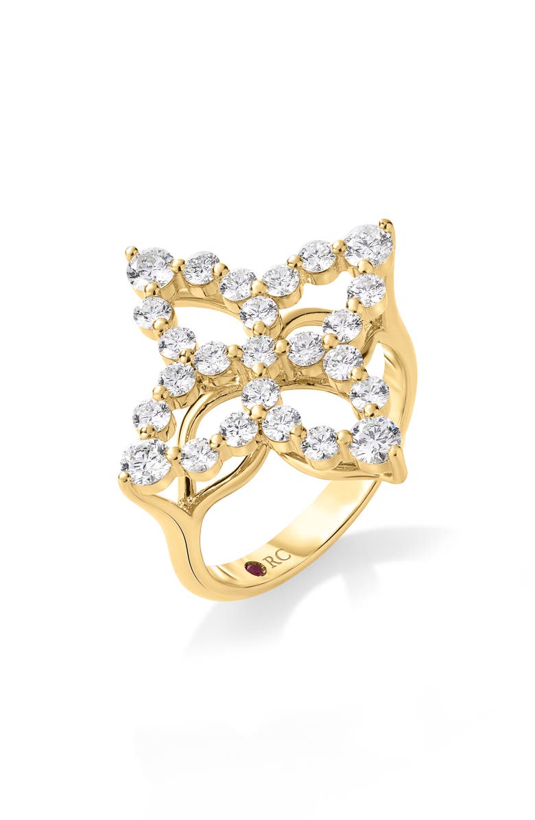 Roberto Coin Tapered Princess Flower Diamond Ring, Main, color, Yellow