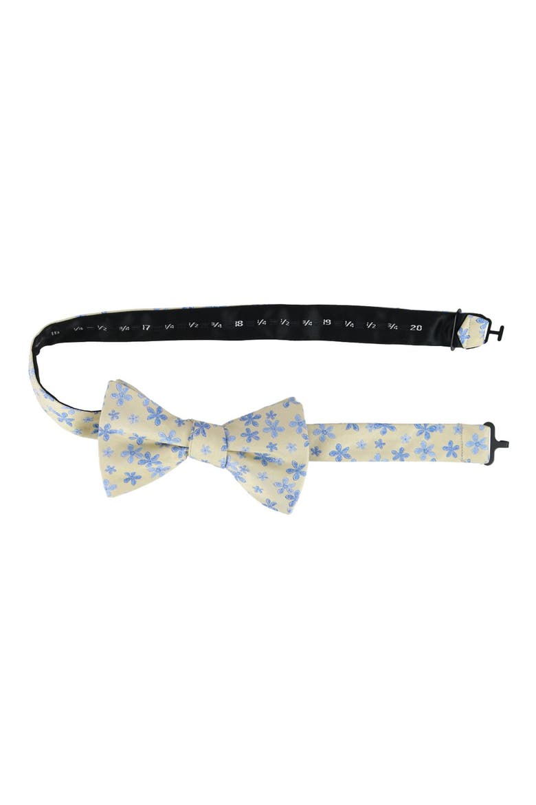 Weldon Floral Silk Novelty Bow Tie, Alternate, color, Yellow and Light Blue