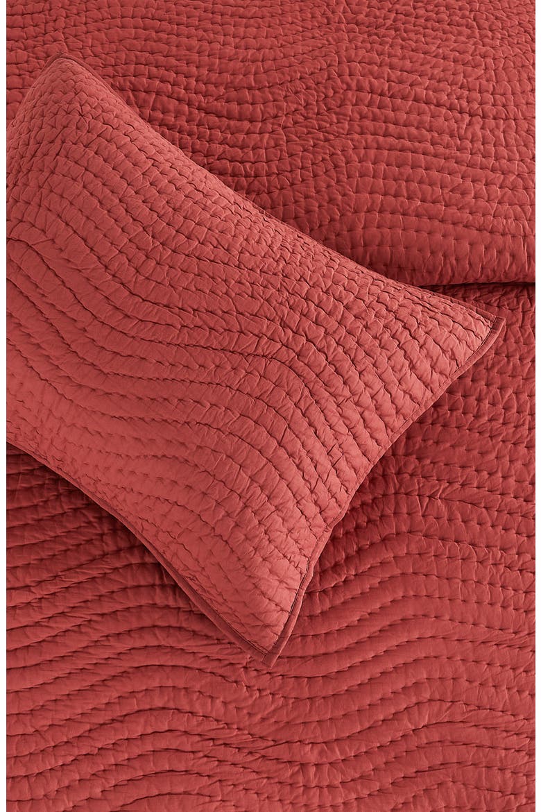 Voile Solid Cotton Quilt & Sham Set, Alternate, color, BURGUNDY