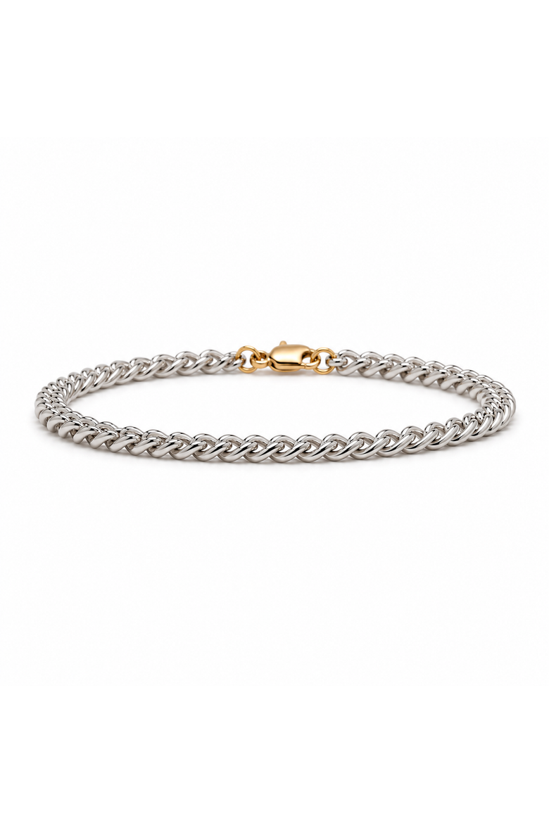 Quinn Sterling Silver Curb Chain Bracelet, Main, color, Silver