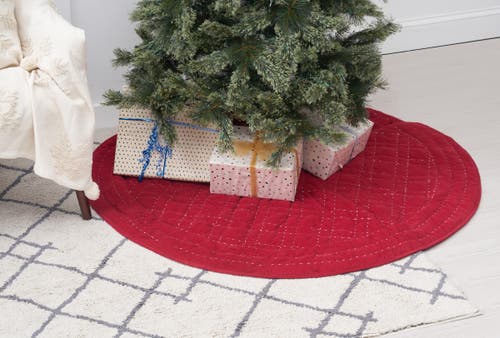 Carol & Frank 54" Elliot Ruby Decorative Premium Christmas Tree Skirt In Red