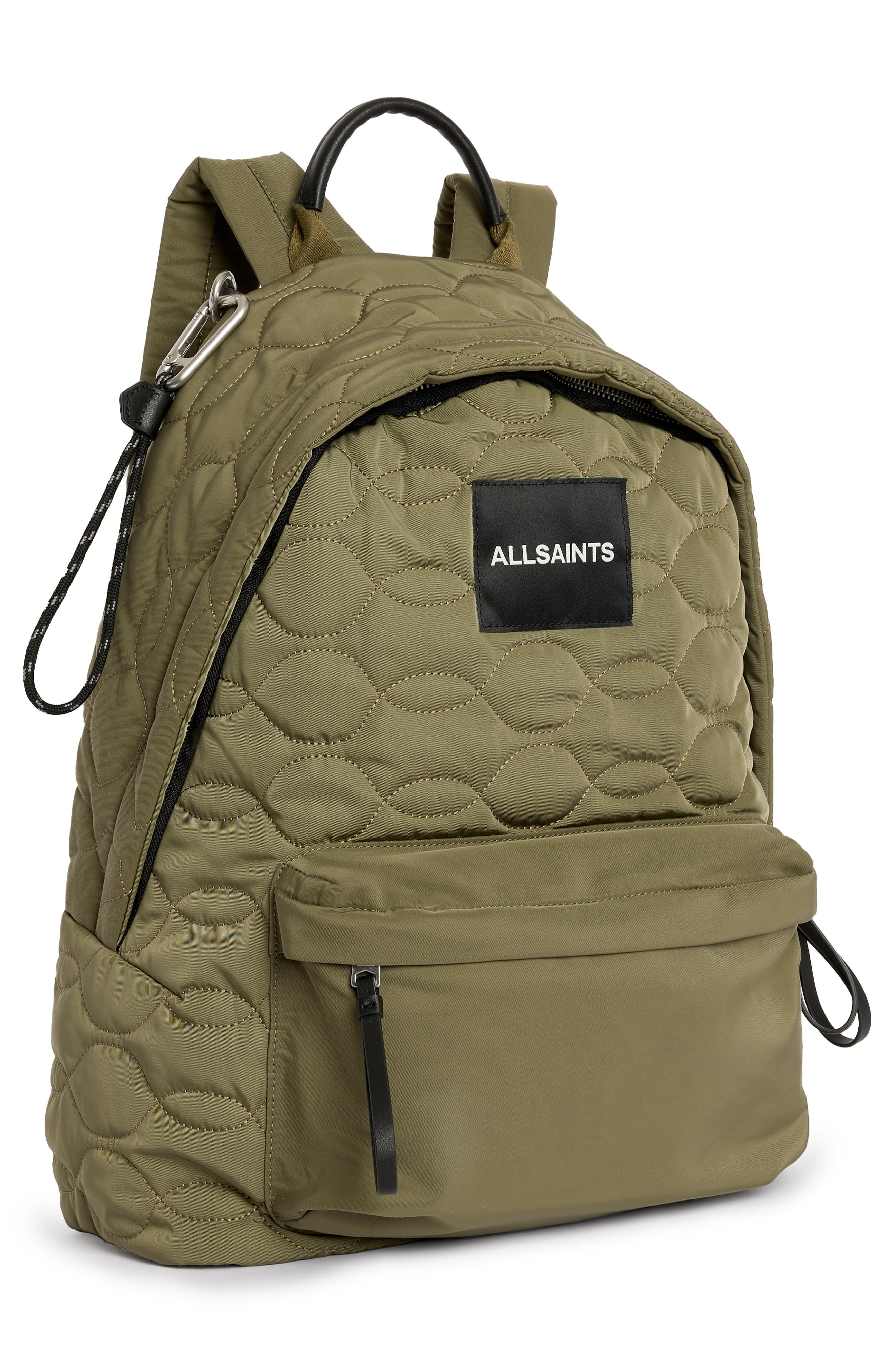 AllSaints Carabiner Quilt Recycled Nylon Backpack, Alternate, color, 