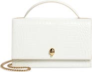 McQueen Medium Skull Croc Embossed Leather Crossbody Bag