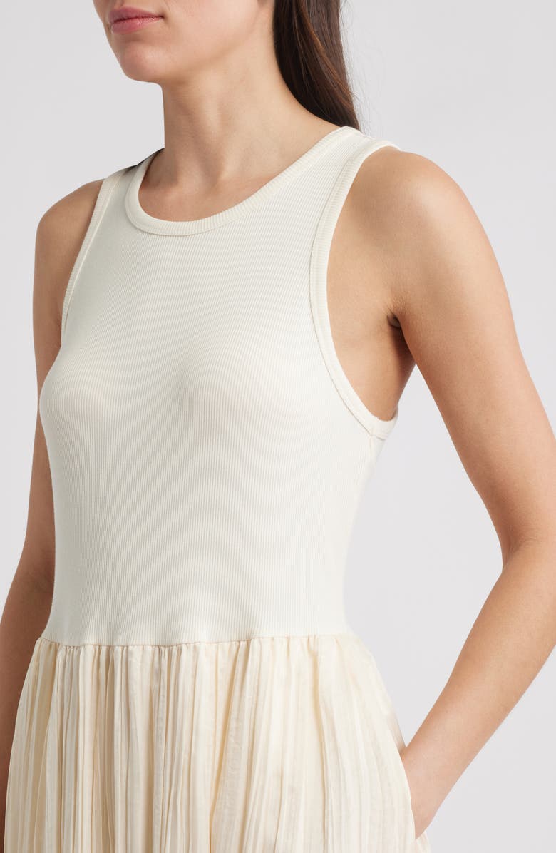 DKNY Mixed Media Maxi Dress, Alternate, color, Coconut/Coconut