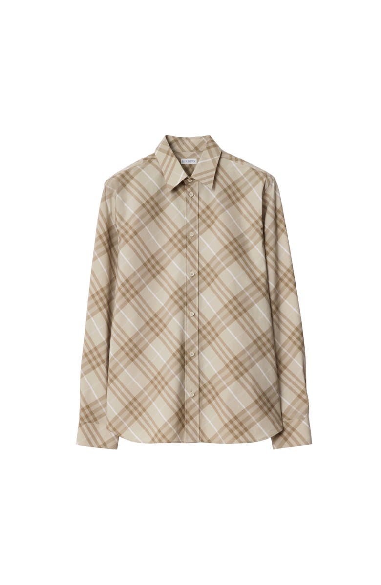 Burberry Relaxed Fit Check Cotton Shirt, Alternate, color, Stone Grey