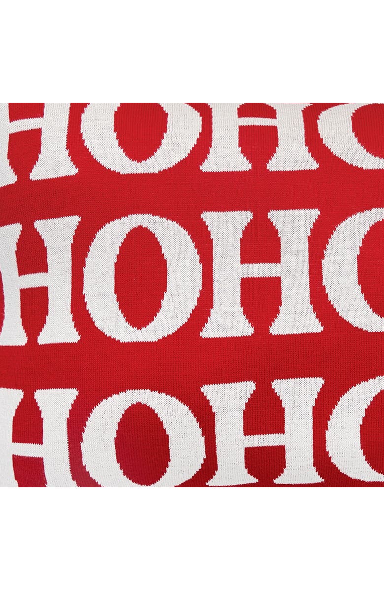 C&F Home Ho Ho Ho Reversible Knitted Christmas Throw Pillow, 14" x 22", Alternate, color, Red