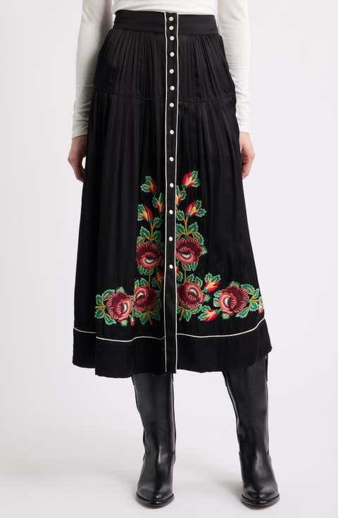Heirloom Rose Embroidered Skirt