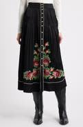 THE GREAT. Heirloom Rose Embroidered Skirt