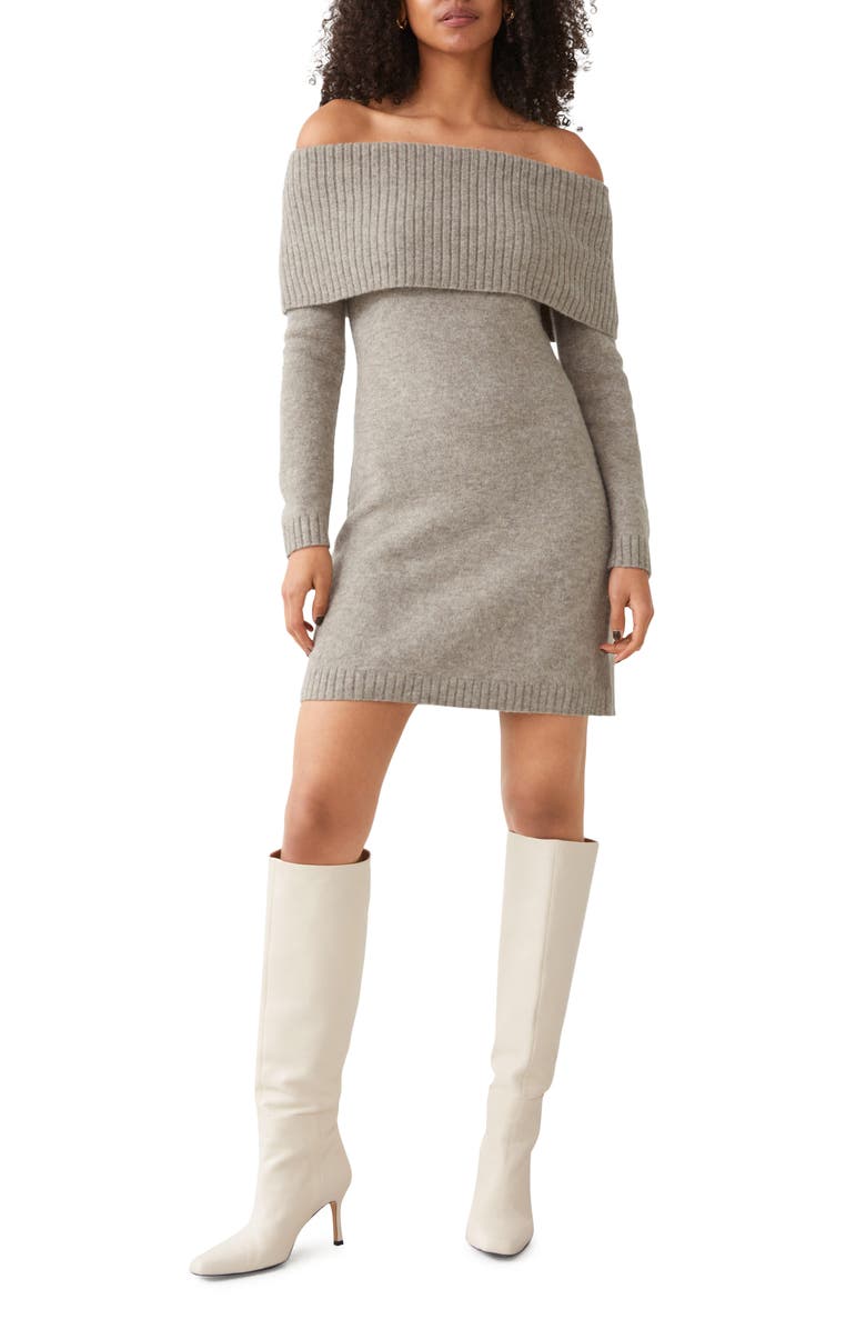 & Other Stories Off the Shoulder Long Sleeve Wool Blend Sweater Minidress, Main, color, 