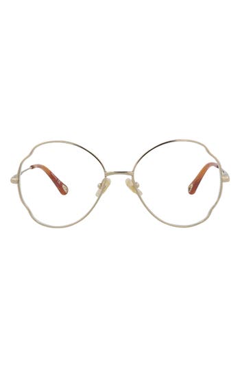 Chloé Core 53mm Round Optical Glasses In Gold