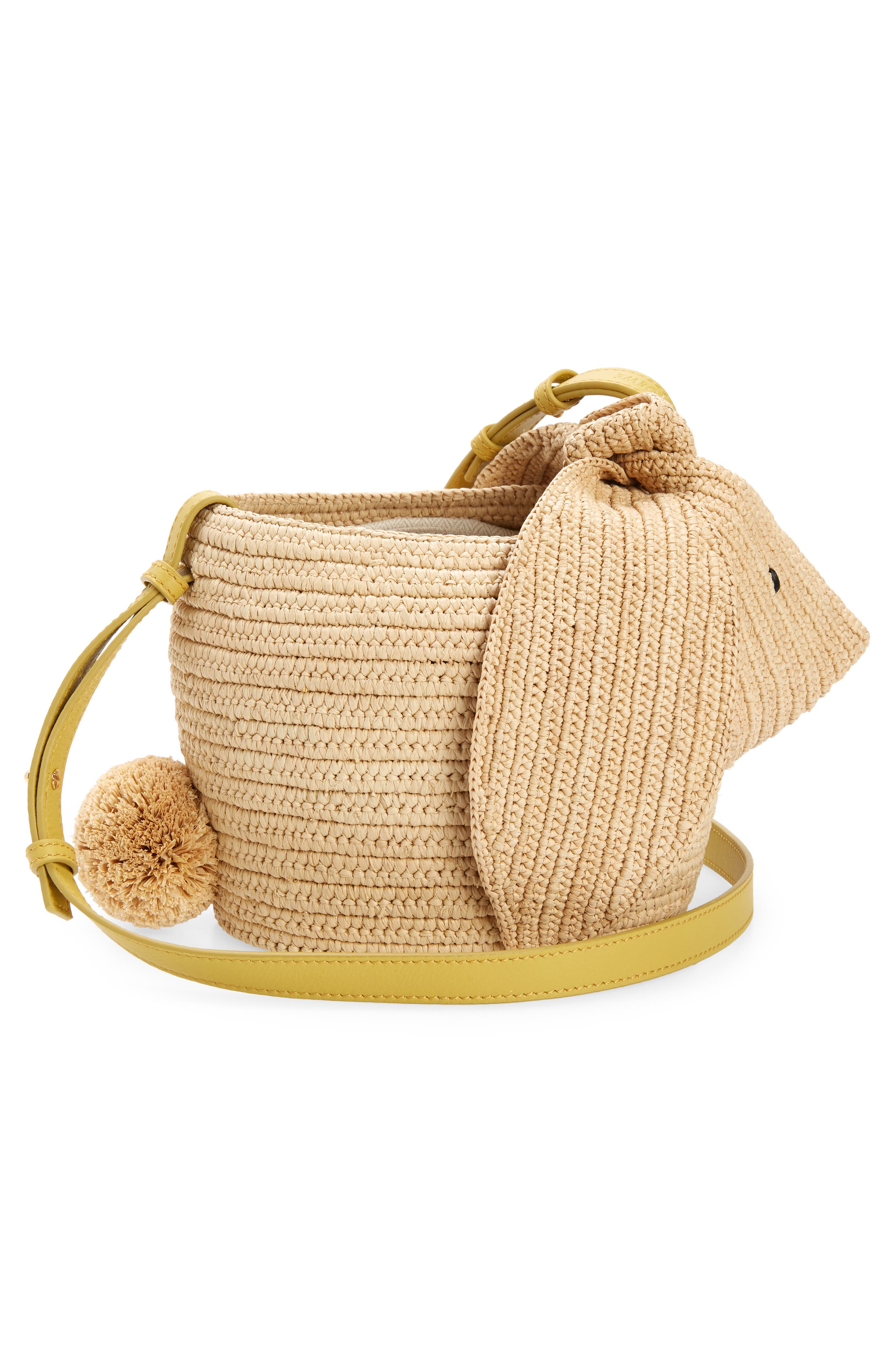 Loewe Year of the Rabbit Raffia Bucket Bag, Alternate, color, 