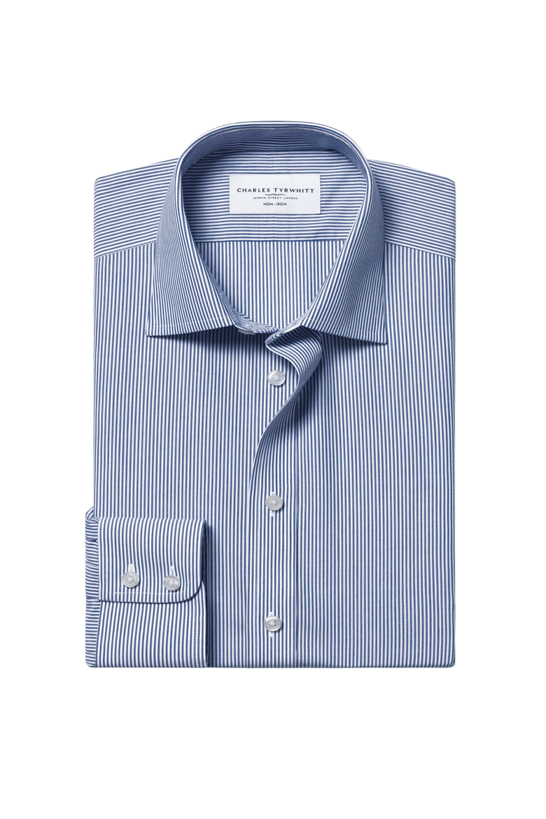 Non-Iron Bengal Stripe Shirt, Alternate, color, Navy