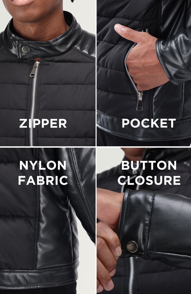 XRAY Faux Leather Quilted Moto Jacket, Alternate, color, Black