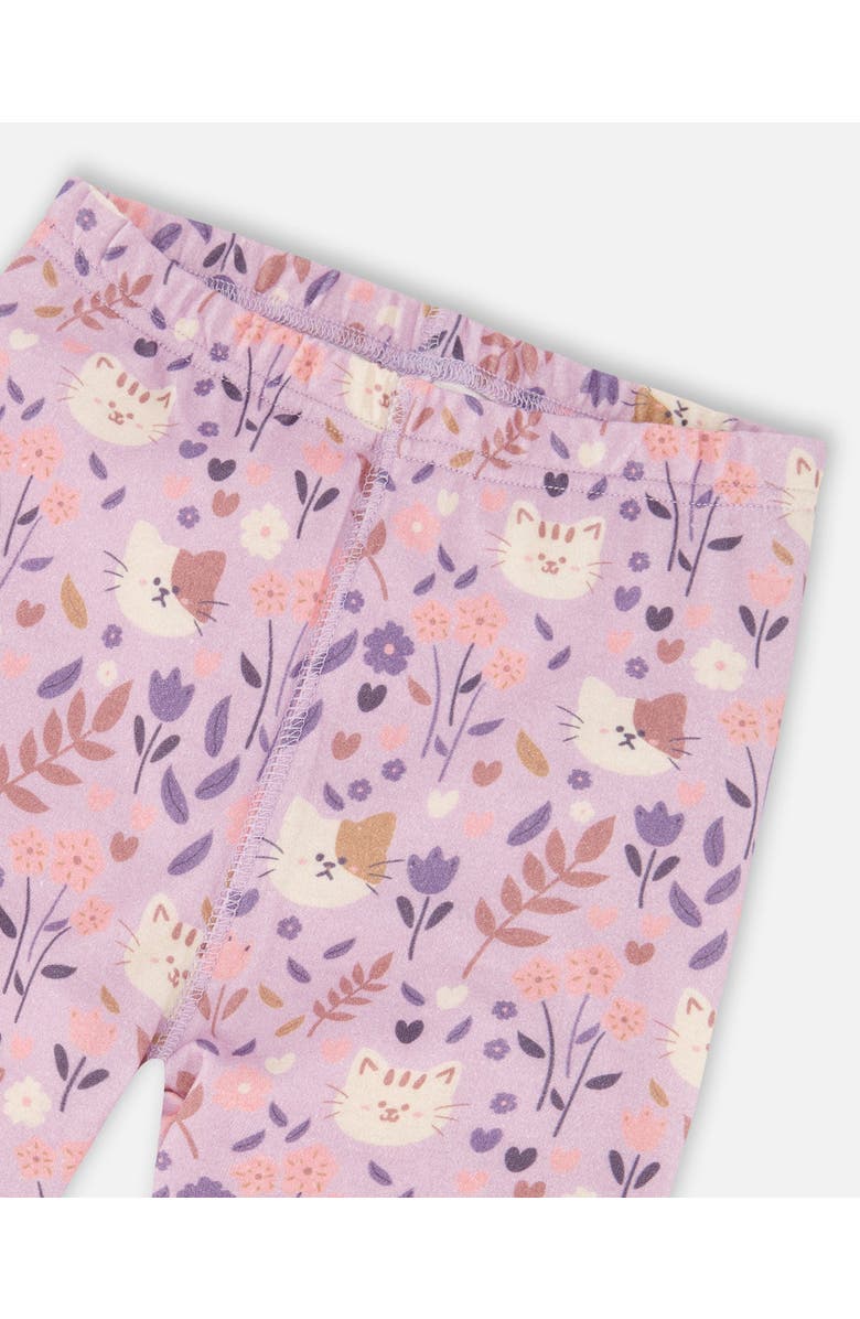 Deux par Deux Organic Cotton Two-Piece Pajamas Cat, Alternate, color, Lilac