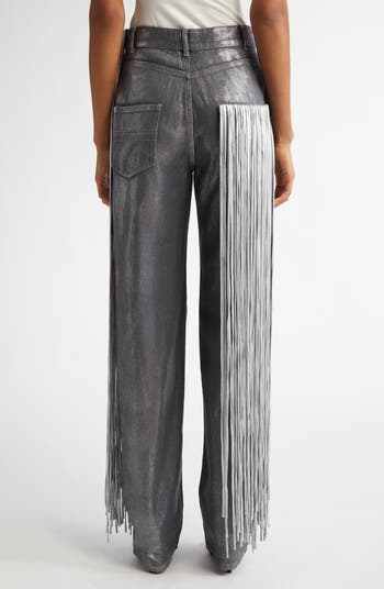 Area Metallic Fringe Straight Leg Jeans | Nordstrom
