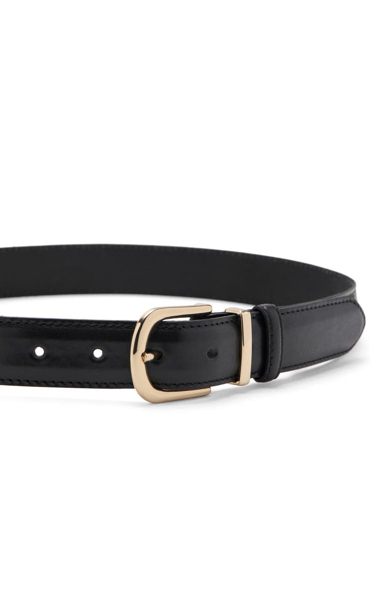 MANGO Leather Belt, Alternate, color, Black