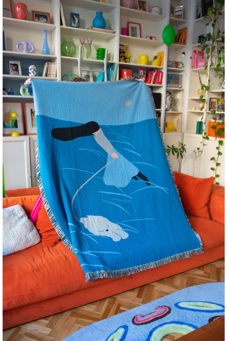 Woven Throw Blanket, Alternate, color, BLUE MULTI