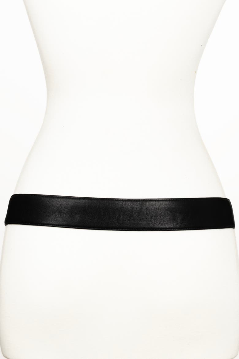 Leather Covered  Geometric Buckle Belt, Alternate, color, Black
