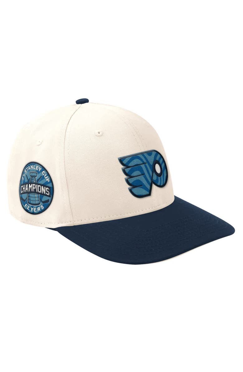 STARTER Men's Starter  Cream/Navy Philadelphia Flyers Blue Wave Classic Adjustable Hat, Main, color, Cream