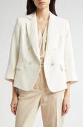 Eleventy Pinstripe Double Breasted Crop Blazer