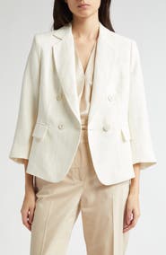 Eleventy Pinstripe Double Breasted Crop Blazer