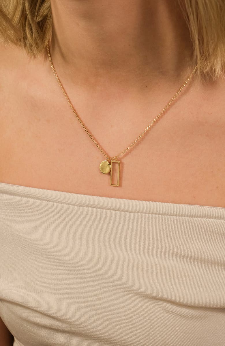 Sterling Forever Rhodium Plated Geometric Charm Pendant Necklace, Alternate, color, Silver