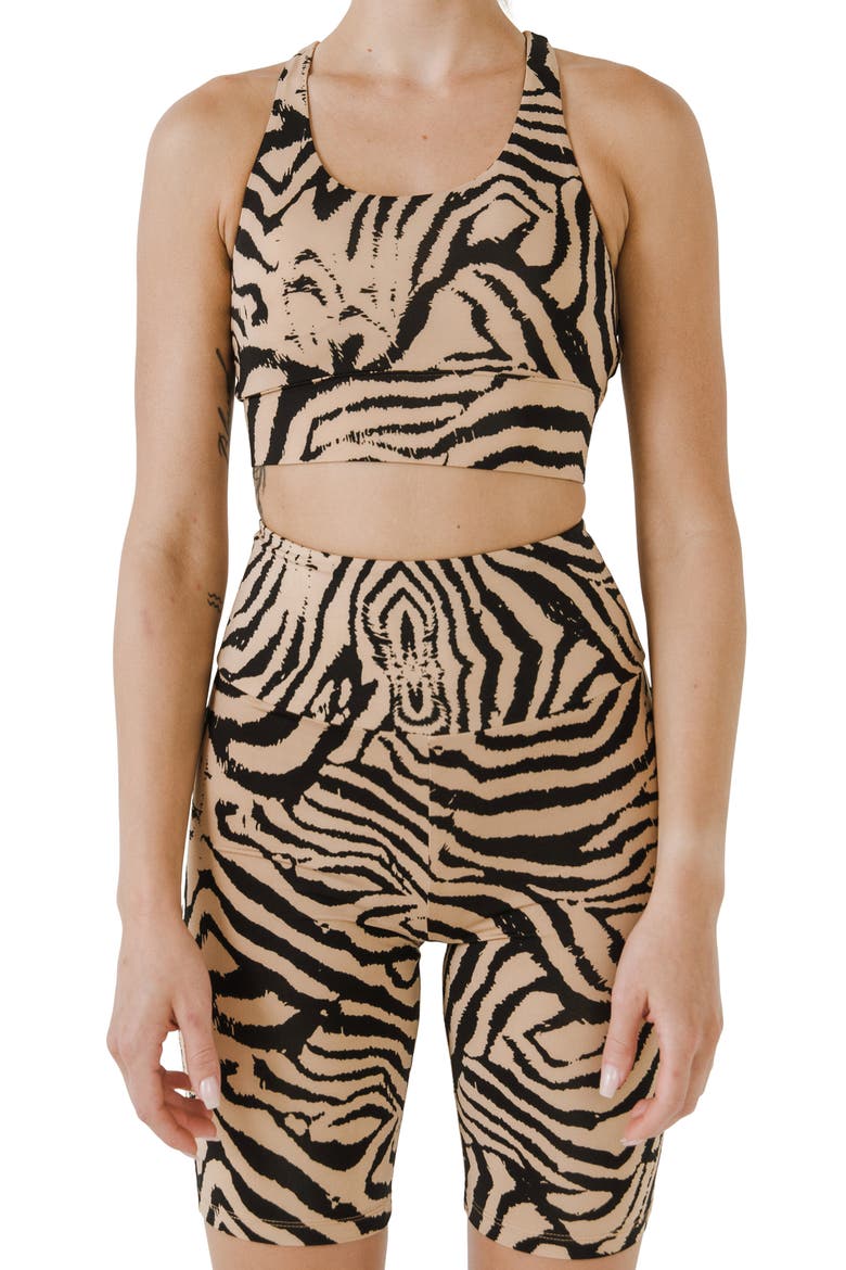 Animal Print Crop Tank, Main, color, BEIGE/ BLACK