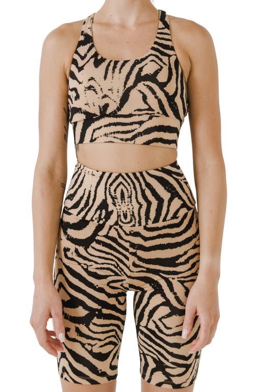 Grey Lab Animal Print Crop Tank in Beige/Black  product