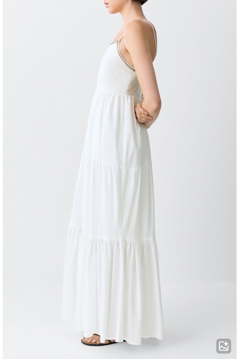 Sequin Beaded Trim Tiered Maxi Dress, Alternate, color, OFF WHITE