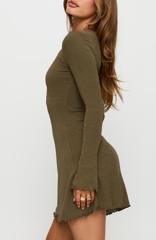 Princess Polly Dejonge Ring Detail Long Sleeve Minidress In Green