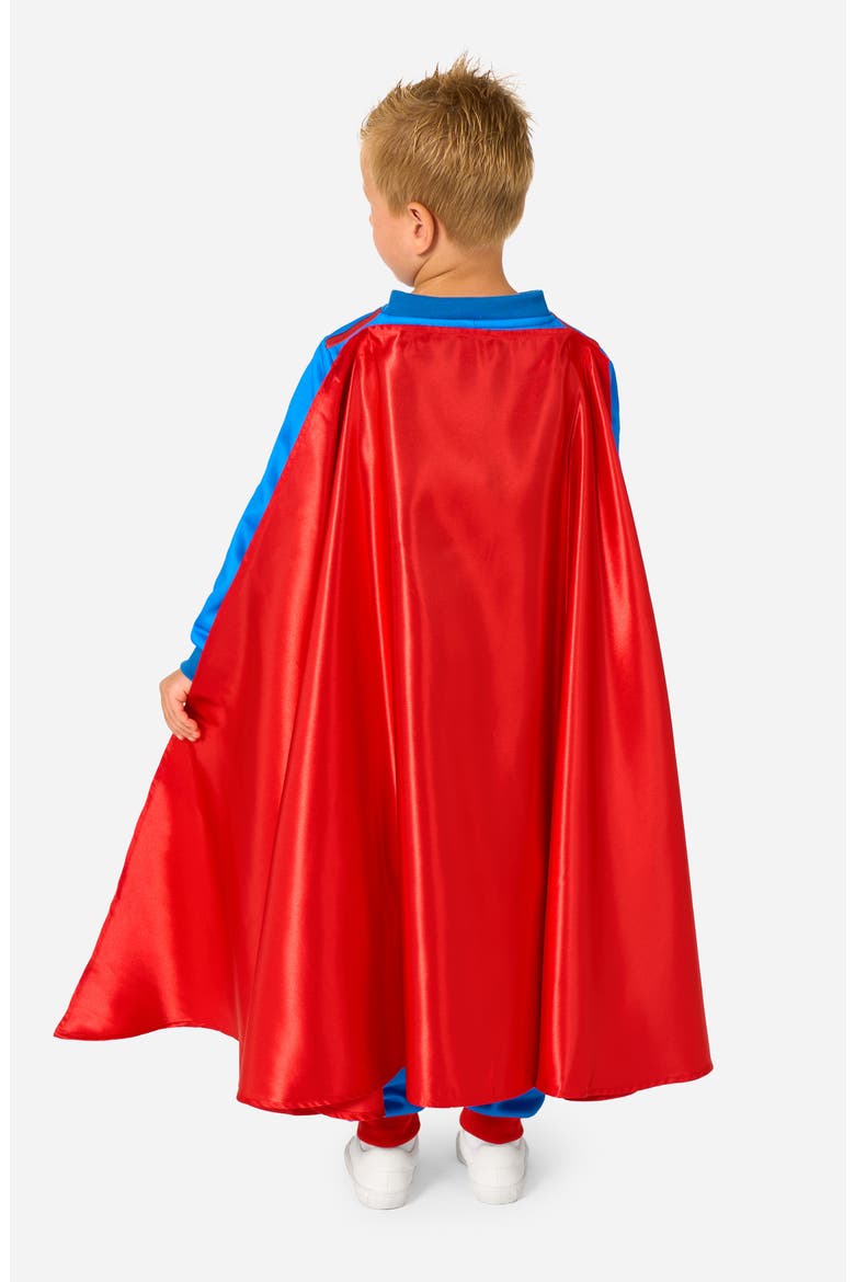 Kids' Superman One-Piece Hooded Jumpsuit, Alternate, color, BLUE