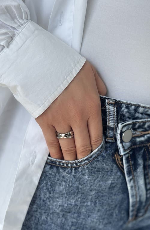 Adornia Tarnish Resistant Silver Plated Interlocking Rings In Silver