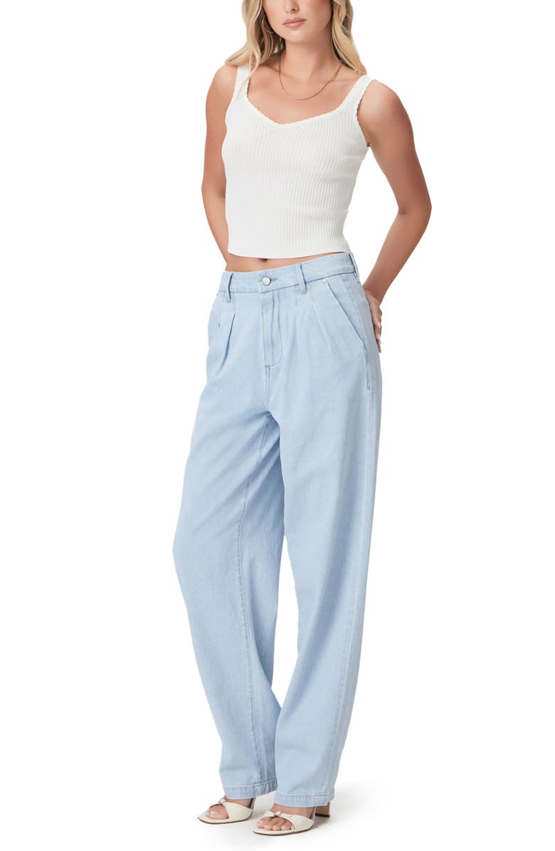PAIGE The Nines Collection Bella Pleated High Waist Wide Leg Trouser Jeans, Alternate, color, Beaumont